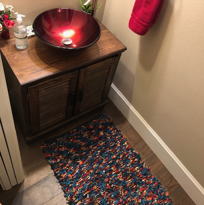 “Kathy’s rug goes perfectly in our guest bathroom. We get compliments on it all the time! -Shirley B.